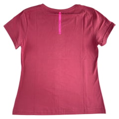Camiseta Feminina Laço Forte T-Shirt Básica Goiaba Logo Rosa Ref:028058