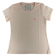 Camiseta Feminina Laço Forte T-Shirt Básica Salmão Logo Rosa Ref:280511