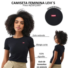 Camiseta Feminina Levi's Básica Preto Com Logo Pequeno Vermelho Ref:001J3007