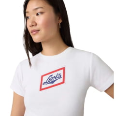 Camiseta Feminina Levi's Essential Sporty Tee Manga Curta Estampada Aplicação Pedrinhas Ref:A87980088