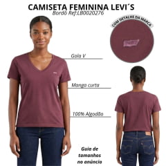 Camiseta Feminina Levi's Favorize Tee Manga Curta Bordô Ref:LB0020276