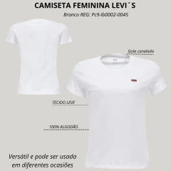 Camiseta Feminina Levi's Manga Curta Básica Branca Ref:PC9-LB002-0045