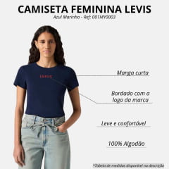 Camiseta Feminina Levi's Manga Curta Azul Marinho Bordado Vermelho Ref:001MY0003