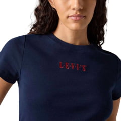 Camiseta Feminina Levi's Manga Curta Azul Marinho Bordado Vermelho Ref:001MY0003