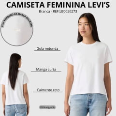 Camiseta Feminina Levi's Manga Curta Branca Logo Bordado REF:LB0020273