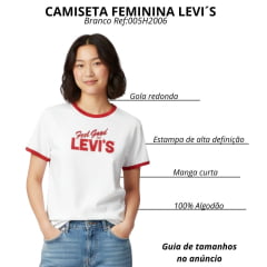 Camiseta Feminina Levi's Manga Curta Branco Com Vermelho Estampada Ref:005H2006