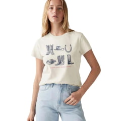 Camiseta Feminina Levi's Manga Curta Branco Logo Country Ref: LB0013276