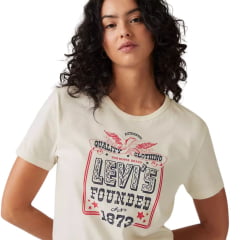 Camiseta Feminina Levi's Manga Curta Creme Estampada Ref:A88020041