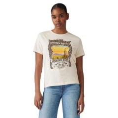 Camiseta Feminina Levi's Manga Curta Creme Estampada Ref:A88020043