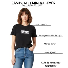 Camiseta Feminina Levi's Manga Curta Preta Com Estampa Em Branco Ref:LB0013333