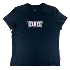 Camiseta Feminina Levi's Manga Curta Preta Com Estampa Em Branco Ref:LB0013333