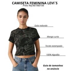 Cropped Feminino Levi's Manga Curta Preta Estampada Ref:A87980106