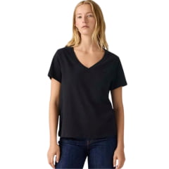 Camiseta Feminina Levi's Manga Curta Preta Gola V Logo Preto REF:LB0020278 Camiseta Feminina Levi's Manga Curta Preta Gola V Logo Preto REF:LB0020278