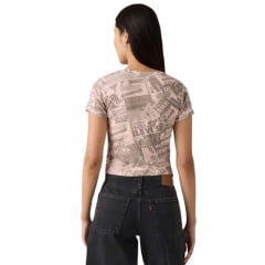Cropped Feminino Levi's Manga Curta Rosa Estampada Ref:A87980105