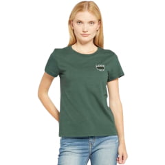 Camiseta Feminina Levi's Manga Curta Verde Escuro Estampado Ref:173692936