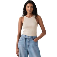 Regata Feminina Levi's Essential Racer Tank Slim Fit Bege Escuro REF:A33810039 Regata Feminina Levi's Essential Racer Tank Slim Fit Bege Escuro REF:A33810039