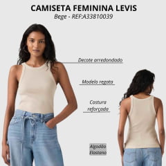  Regata Feminina Levi's Essential Racer Tank Slim Fit Bege Escuro REF:A33810039
