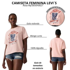 Camiseta Feminina Levi's Vintage Tee Manga Curta Rosa Estampada Ref:0050Y0027