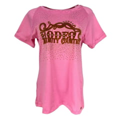 Camiseta Feminina Minuty T.Shirt Rosa e Chicletes Manga Curta Thermo Com Brilho Ref.1604