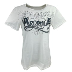 Camiseta Feminina Minuty T-shirt Thermo Manga Curta Branco Com Estampa Arizona E Strass REF: 1768