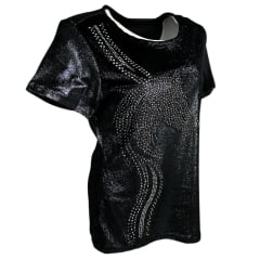 Camiseta Feminina Minuty T-shirt Thermo Manga Curta Tecido Lurex Preto Com Brilho Prata E Bordado Cavalo REF: 1760