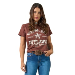 Camiseta Feminina Miss Country T-Shirt Austin Marrom - REF: 003355