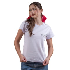 Camiseta Feminina Miss Country TShirt Branca Manga Curta Com Escrita Cowgirl Ref:3221