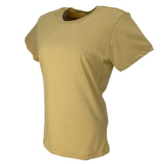 Camiseta Feminina Moiadeiros T-Shirt Bege Manga Curta E Logo Bege Ref. CMF2355