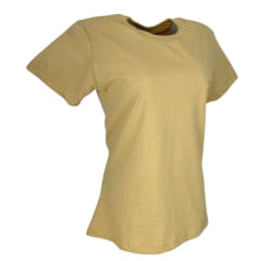 Camiseta Feminina Moiadeiros T-Shirt Bege Manga Curta E Logo Bege Ref. CMF2355