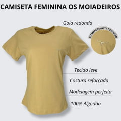 Camiseta Feminina Moiadeiros T-Shirt Bege Manga Curta E Logo Bege Ref. CMF2355