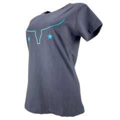 Camiseta Feminina Moiadeiros T Shirt Com Logo Estrela Marrom Ref: CMF 2336/2338