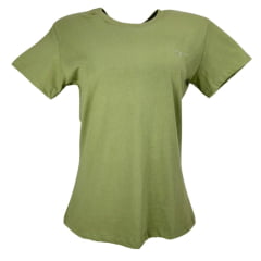 Camiseta Feminina Moiadeiros T-Shirt Verde Orvalho Manga Curta E Logo Verde Ref. CMF2354