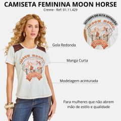 Camiseta Feminina Moon Horse T-shirt Appaloosa Creme/Caramelo Estampada Ref: 01.11.429
