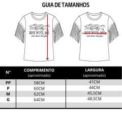 Camiseta Feminina Moon Horse T-Shirt Dont Walk Marrom Bordado Tachinhas Franjas Nas Mangas REF:01.13.513