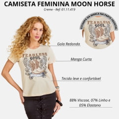 Camiseta Feminina Moon Horse T-shirt Fearless Bege Estampada Ref: 01.11.422