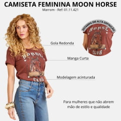 Camiseta Feminina Moon Horse T-shirt Horse Club Terracota Estampada Ref: 01.11.421