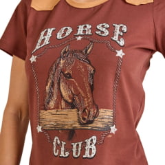 Camiseta Feminina Moon Horse T-shirt Horse Club Terracota Estampada Ref: 01.11.421