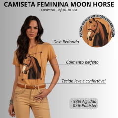 Camiseta Feminina Moon Horse T-shirt Horse Shine Caramelo Estampado Cavalo Ref: 01.10.388
