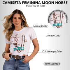 Camiseta Feminina Moon Horse T-shirt Rédea Branca Estampada Ref: 01.10.384
