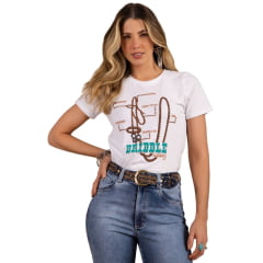 Camiseta Feminina Moon Horse T-shirt Rédea Branca Estampada Ref: 01.10.384
