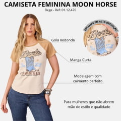 Camiseta Feminina Moon Horse T-Shirt Star Bege Manga Curta Ref: 01.12.470