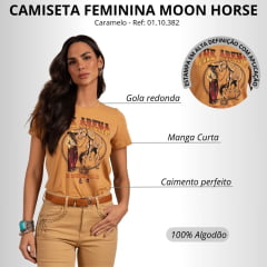 Camiseta Feminina Moon Horse T-shirt The Arena Caramelo Estampada Com Brilho Ref: 01.10.382
