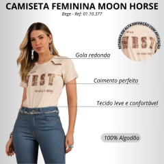 Camiseta Feminina Moon Horse T-shirt West Bege Estampado E Bordado Dourado Ref: 01.10.377
