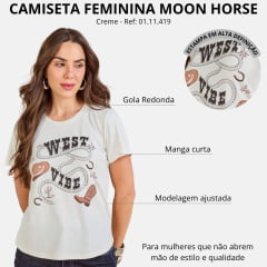 Camiseta Feminina Moon Horse T-shirt West Vibes Creme Estampada Ref: 01.11.419