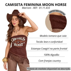 Top Feminino Moon Horse Sem Alças Cowgirls Hearts Marrom Com Franjas REF: 01.11.433