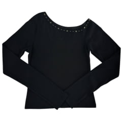 Camiseta Feminina Os Moiadeiros Amarilo Manga Longa Preto Estrela Na Gola Ref: Reg169