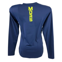 Camiseta Feminina Os Moiadeiros Azul Marinho Manga Longa Com Proteção UV e Logo Amarelo Neon Ref.UV88