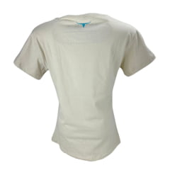 Camiseta Feminina Os Moiadeiros Bege Com Logo Turquesa - CMF 2345