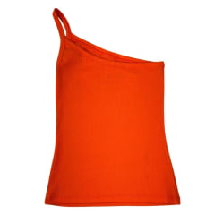 Camiseta Feminina Os Moiadeiros Laranja 1 Ombro Só (Nula Manga) Com Logo Bordada Ref. CMRF50