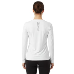 Camiseta Feminina Os Moiadeiros Manga Longa Com Proteção UV Off White Com Logo Longhorn Ref:UV/FEM009